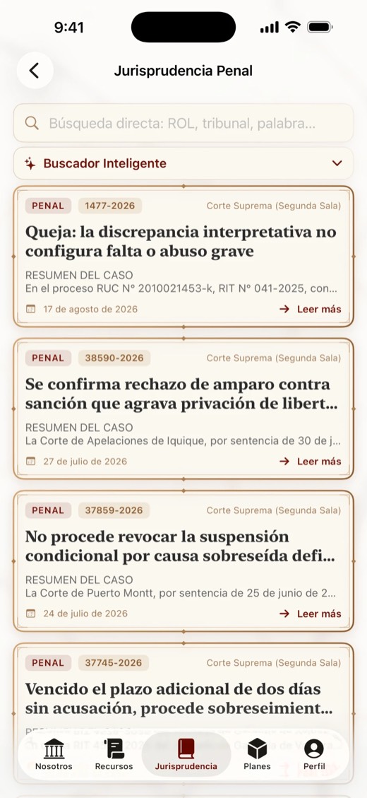 Lista de fallos penales de la Corte Suprema en Litis Pro, con la búsqueda directa y el Buscador Inteligente arriba